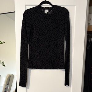Elegant Black Patterned Long Sleeve Top